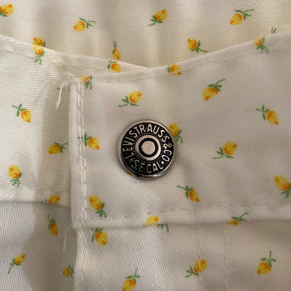 VTG Levi's For Me White Yellow Flowers Floral‎ Chino Pants Sz 27" Ultra Rare 70s - Picture 6 of 10